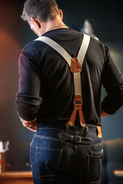 &SONS Bottoms & Shorts-Cream Leather Braces