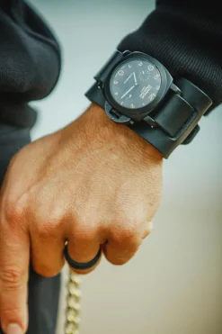 &SONS Leather Goods-Leather Watch / Wrist Cuff Black