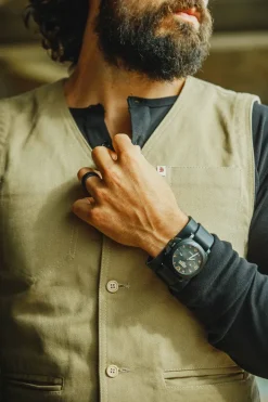 &SONS Leather Goods-Leather Watch / Wrist Cuff Black