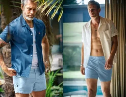 &SONS Bottoms & Shorts-Newman Swim Shorts Sky Blue