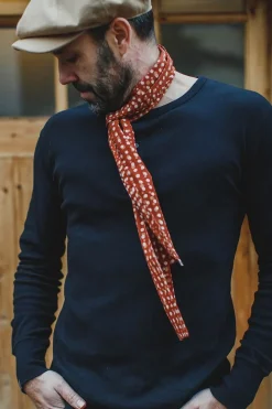 &SONS Scarves-Rust Dot Japanese Scarf