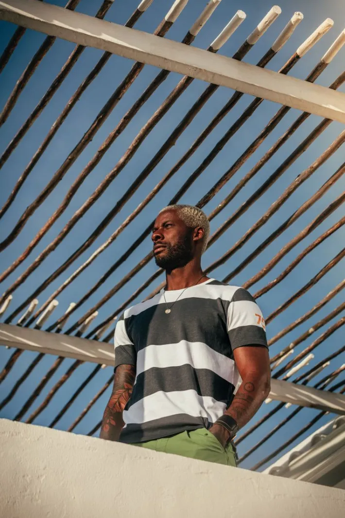 &SONS Tops-75 T-Shirt Black Stripe