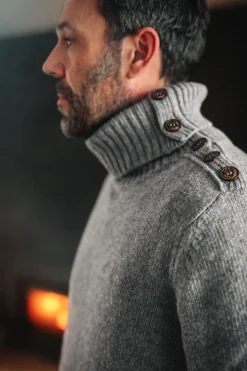 &SONS Jackets & Coats-Ahab Submariner Rollneck Jumper Grey