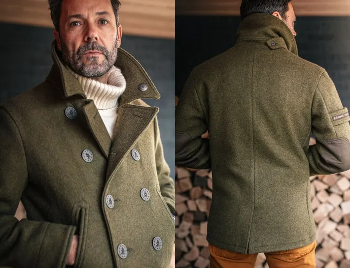 &SONS Jackets & Coats-Boardwalk Peacoat Army Green