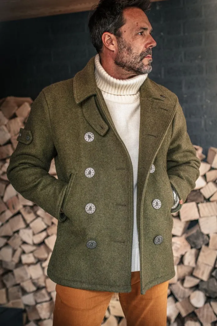 &SONS Jackets & Coats-Boardwalk Peacoat Army Green