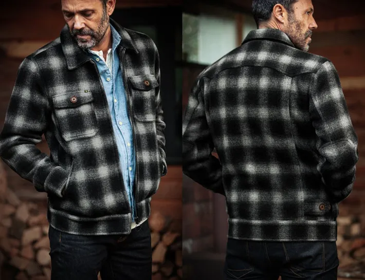 &SONS Jackets & Coats-Cab Coat Grey Check
