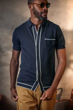 &SONS Tops-Dean Polo Navy