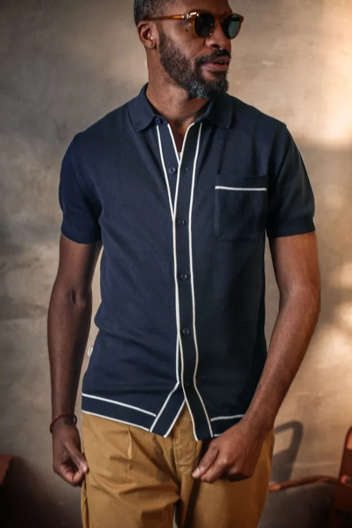 &SONS Tops-Dean Polo Navy