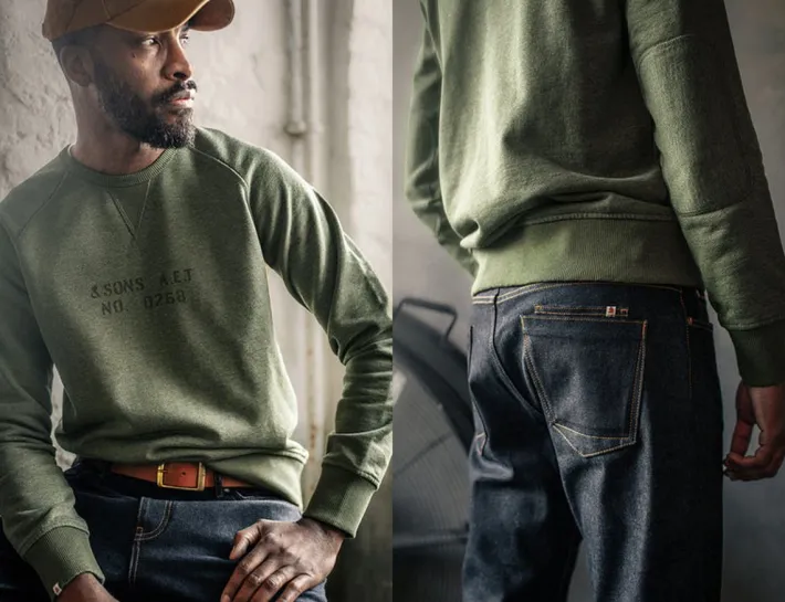 &SONS Jackets & Coats-Deck Sweatshirt Surplus Green
