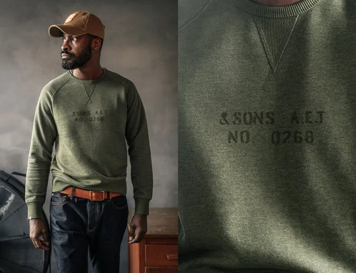 &SONS Jackets & Coats-Deck Sweatshirt Surplus Green