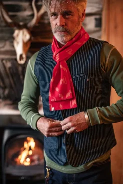 &SONS Scarves-Red Ikat Scarf
