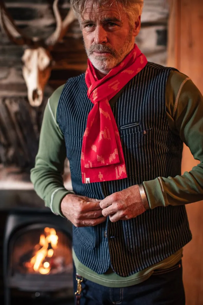 &SONS Scarves-Red Ikat Scarf