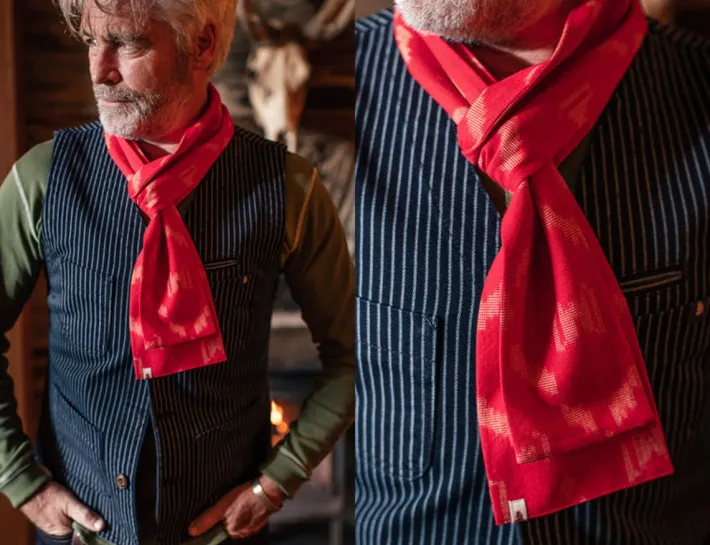 &SONS Scarves-Red Ikat Scarf