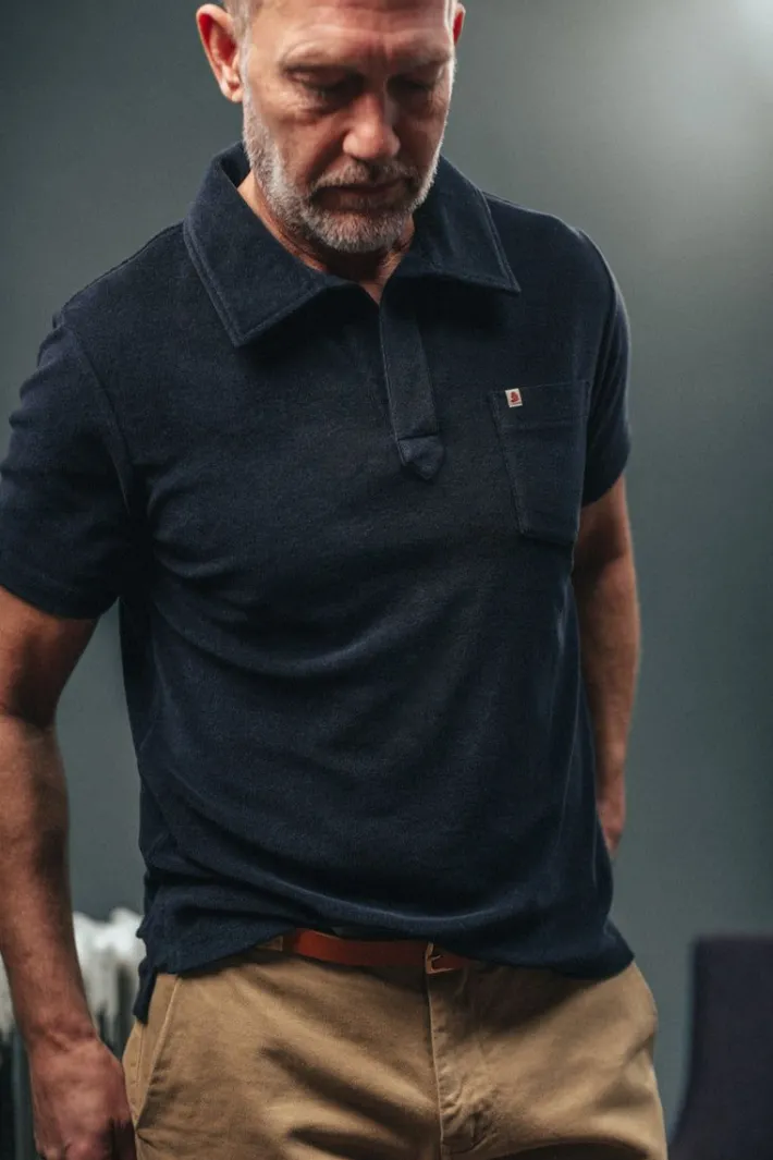 &SONS Tops-Solar Polo Navy