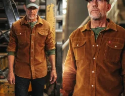 &SONS Tops-Sunday Shirt Corduroy Tan