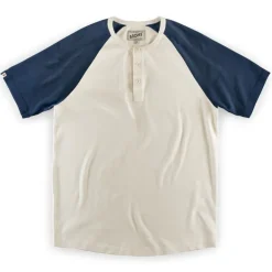 &SONS Tops-The Chariot Henley Shirt Raw/Indigo