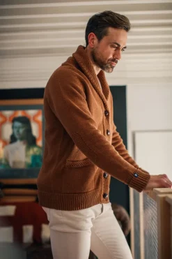 &SONS Jackets & Coats-Turner Cardigan Rust