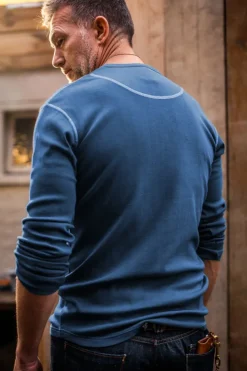 &SONS Tops-The New Elder Henley Shirt Indigo